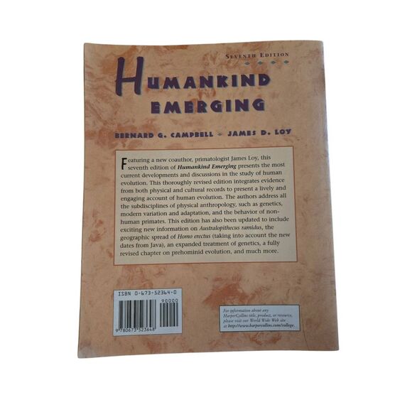 Humankind emerging 7th edition by Bernard G. Campbell and James D. Loy - harper - Picture 5 of 7